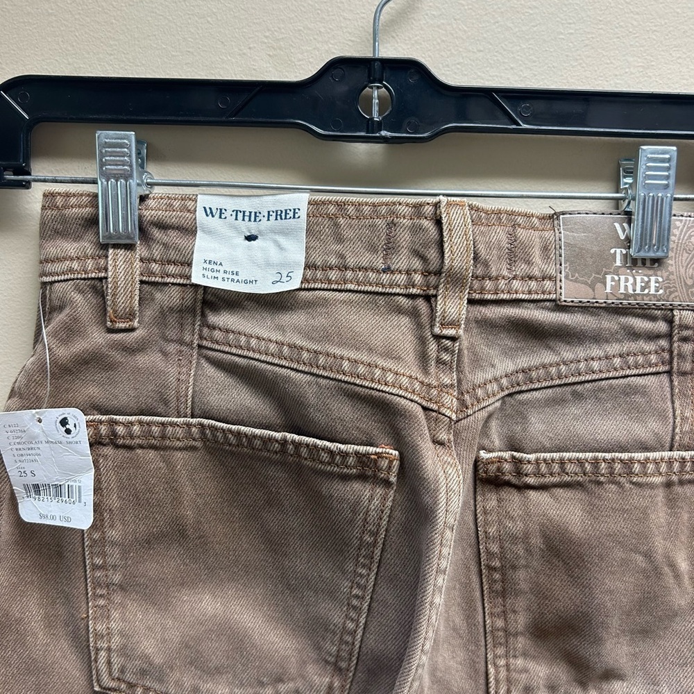 We The Free Xena High Rise Slim Straight Women's Jeans in Brown - Picture 3 of 5